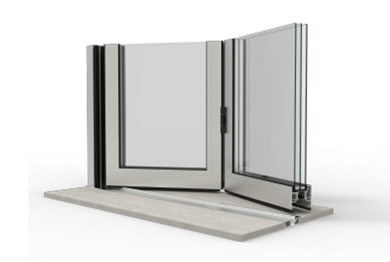 Coupe sur le système CORTIZO Système Accordéon Bi-fold, image officielle du fabricant