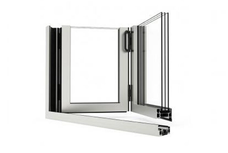 Coupe sur le système CORTIZO Accordéon Bi-fold Plus, image officielle du fabricant