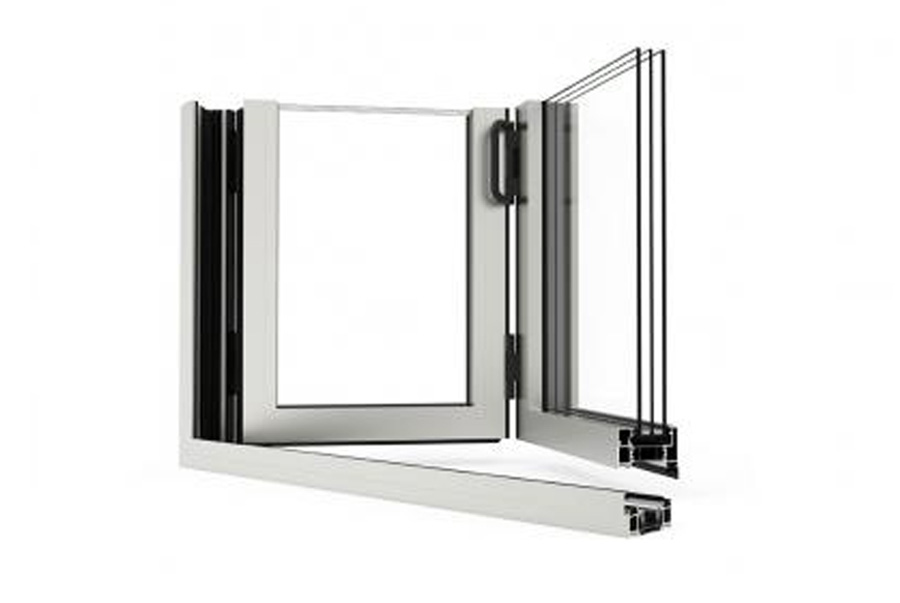 Coupe sur le système CORTIZO Accordéon Bi-fold Plus, image officielle du fabricant