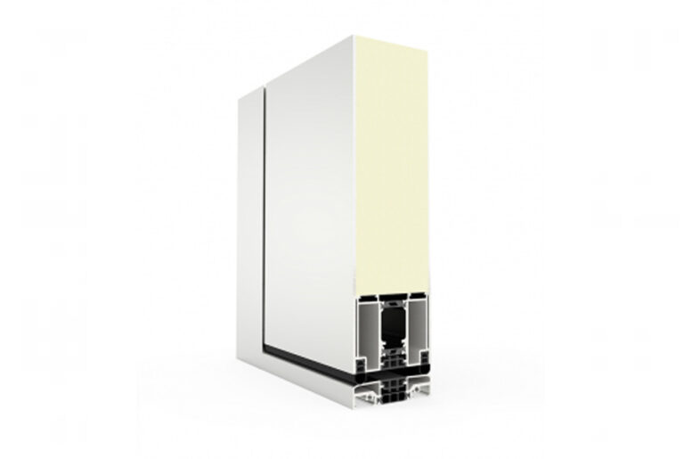 Coupe sur le système CORTIZO Porte Millennium Plus Pivot, image officielle du fabricant