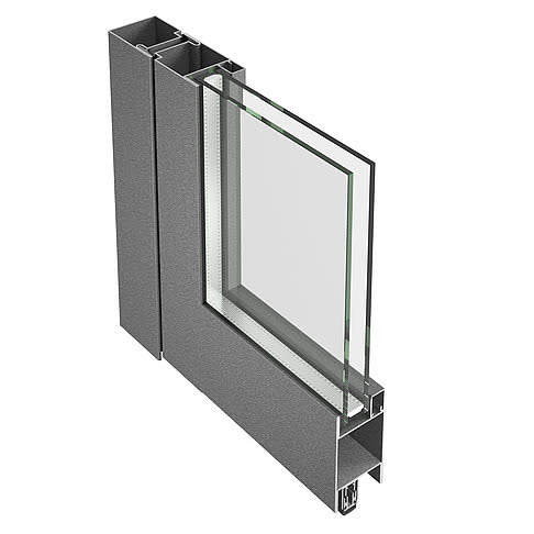 Jansen-Economy 50 – coupe d’angle à 90° du profil de porte affleurante, rendu officiel