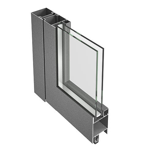 Jansen-Economy 60 – coupe d’angle à 90° du profil de porte en acier, rendu officiel