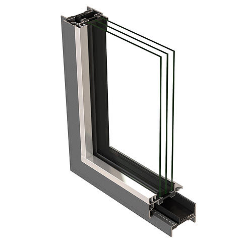 Jansen Janisol Arte 66 – coupe d’angle à 90° du profil en acier de 66 mm, rendu officiel
