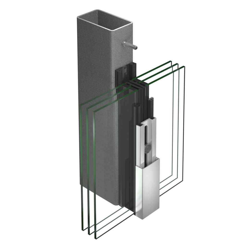 Façade vitrée réalisée avec le système Jansen VISS Basic