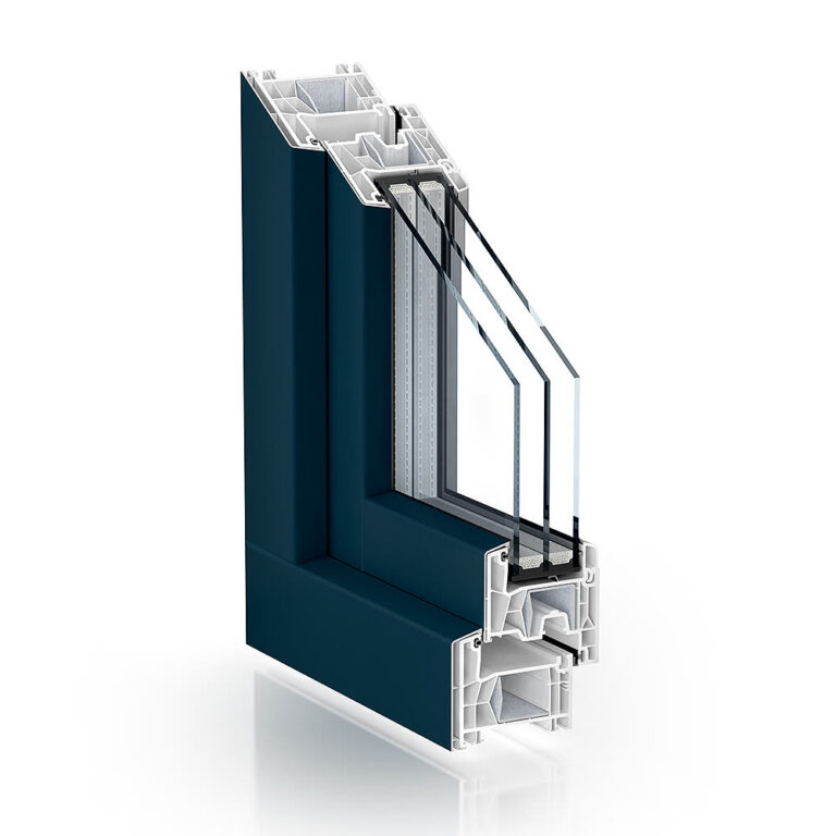 Kömmerling 76 AD AluClip – coupe d’angle avec capotage aluminium, rendu officiel