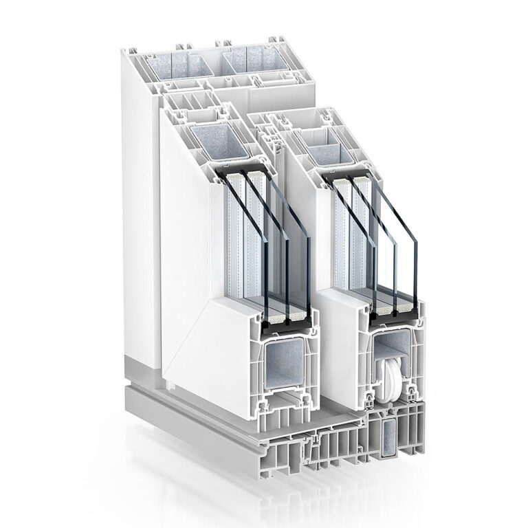 Kömmerling PremiDoor 76 – coupe d’angle du coulissant à levage, visuel officiel