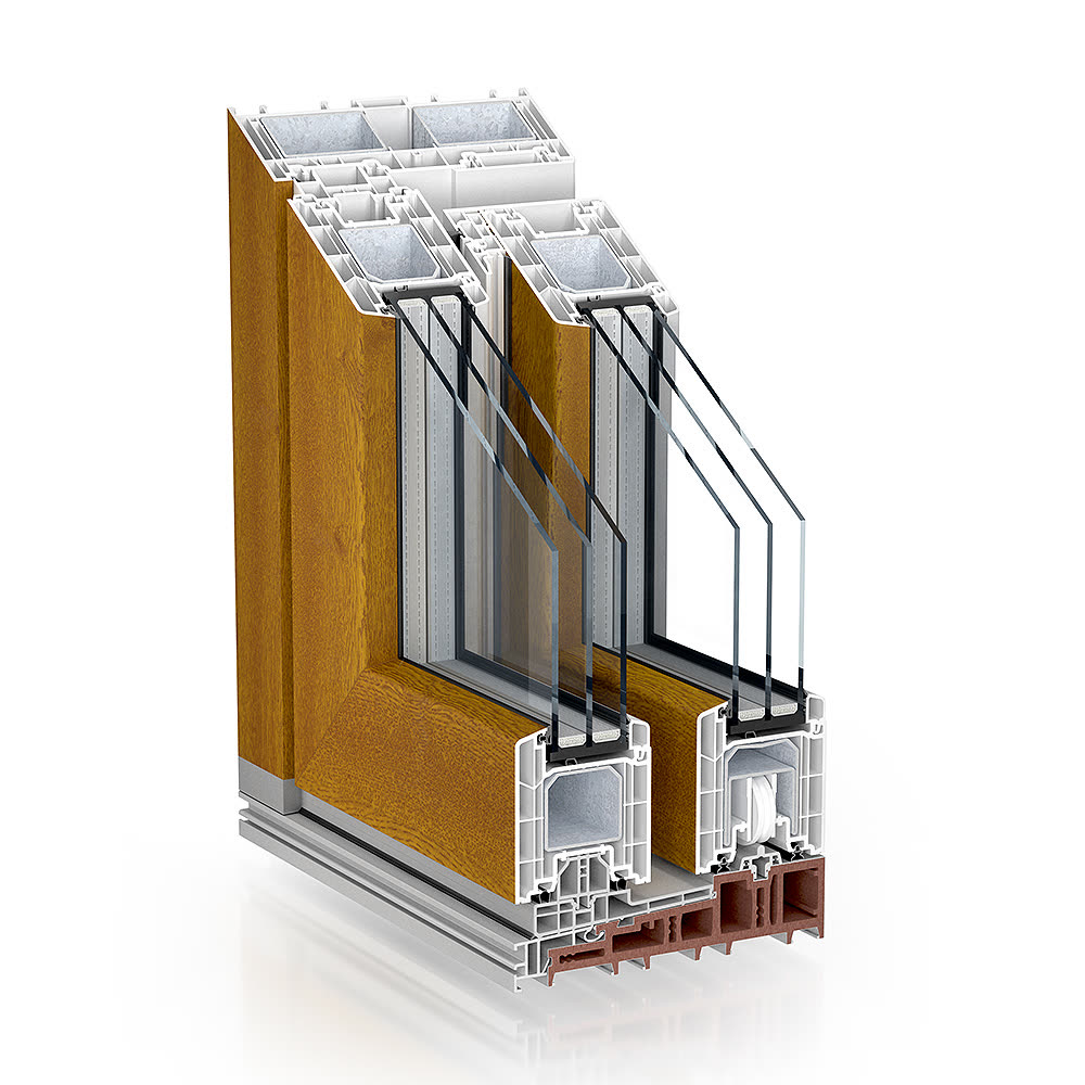 Kömmerling PremiDoor 88 – coupe d’angle du coulissant à levage, visuel officiel