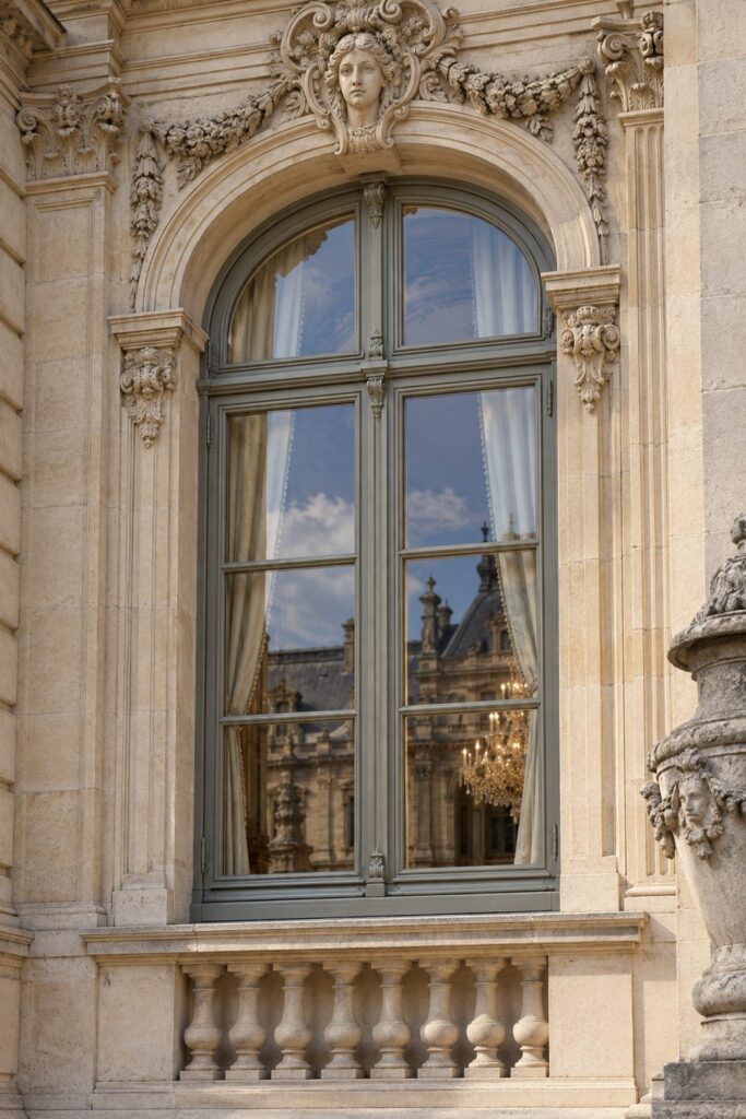Fenêtre en bois réalisée pour un bâtiment patrimonial, avec découpage et petits-bois reproduits d’après l’original