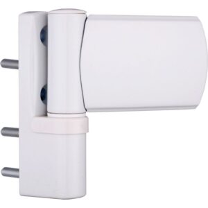 Paumelle 3D en applique pour portes PVC, finition blanche RAL 9016