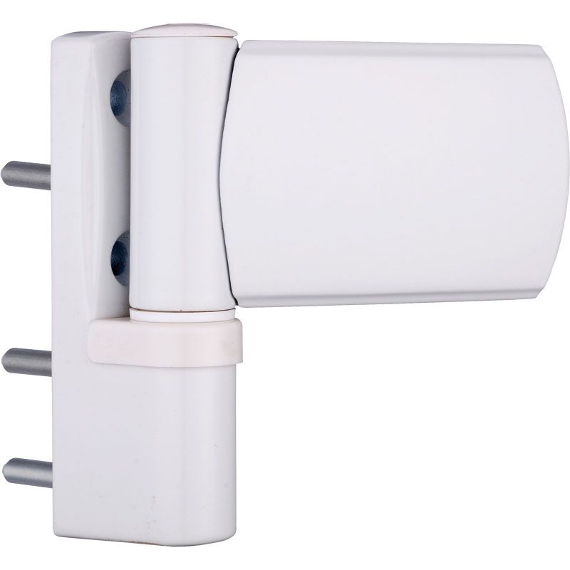 Paumelle 3D en applique pour portes PVC, finition blanche RAL 9016