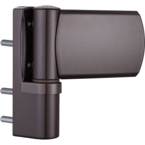 Paumelle 3D en applique pour portes PVC, finition marron RAL 8019