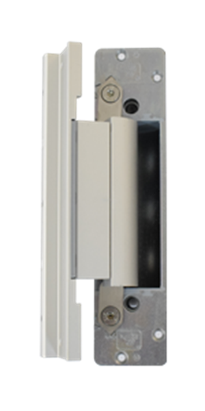 Paumelle invisible pour portes PVC, corps logé dans la feuillure du dormant et cache de recouvrement