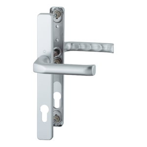 Ensemble de poignées HOPPE London 113/2246 sur plaque étroite, finition F1 aluminium effet argent